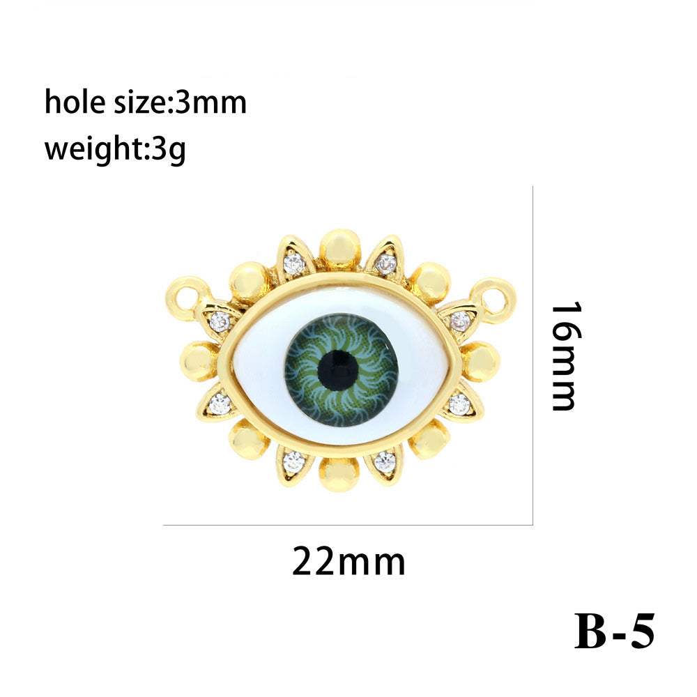 18K Gold Filled Pendants Devil Eyes Evil Eyes Rhinestone Charms Jewelry Making Findings Supplies Pendants Doki Decor B5  