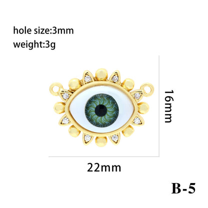 18K Gold Filled Pendants Devil Eyes Evil Eyes Rhinestone Charms Jewelry Making Findings Supplies Pendants Doki Decor B5  