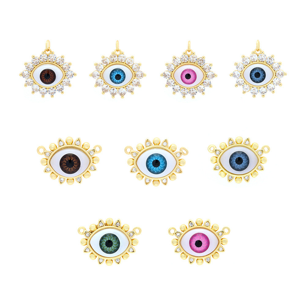 18K Gold Filled Pendants Devil Eyes Evil Eyes Rhinestone Charms Jewelry Making Findings Supplies Pendants Doki Decor   