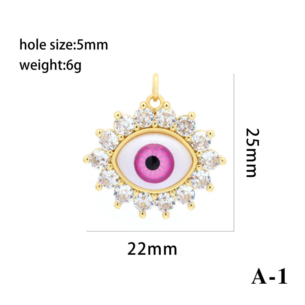 18K Gold Filled Pendants Devil Eyes Evil Eyes Rhinestone Charms Jewelry Making Findings Supplies Pendants Doki Decor A1  