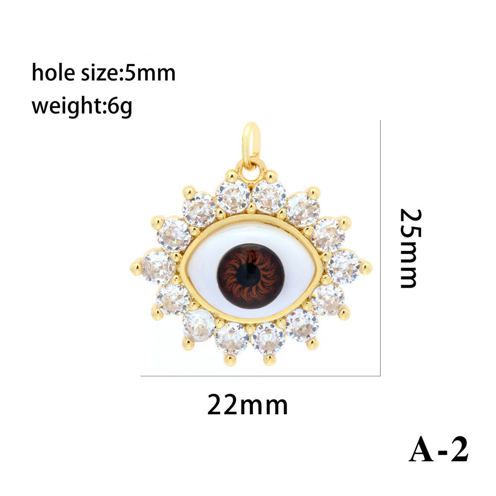 18K Gold Filled Pendants Devil Eyes Evil Eyes Rhinestone Charms Jewelry Making Findings Supplies Pendants Doki Decor A2  