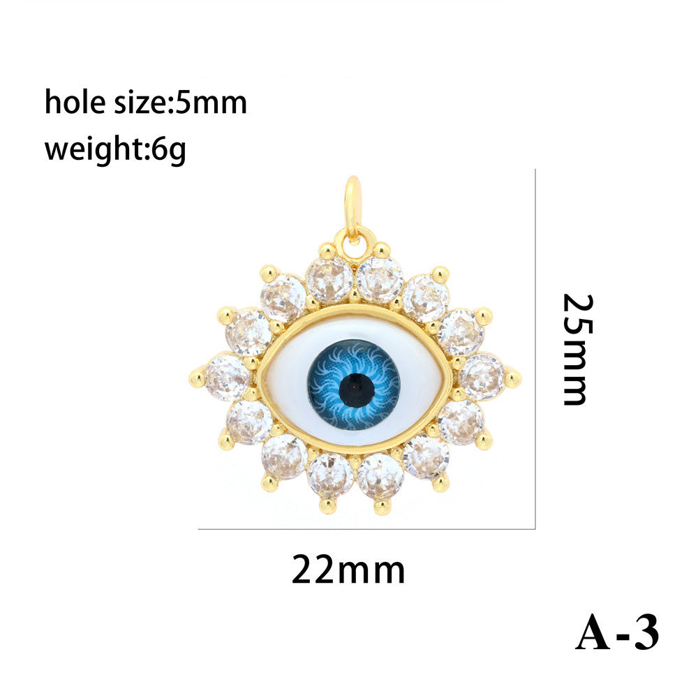 18K Gold Filled Pendants Devil Eyes Evil Eyes Rhinestone Charms Jewelry Making Findings Supplies Pendants Doki Decor A3  