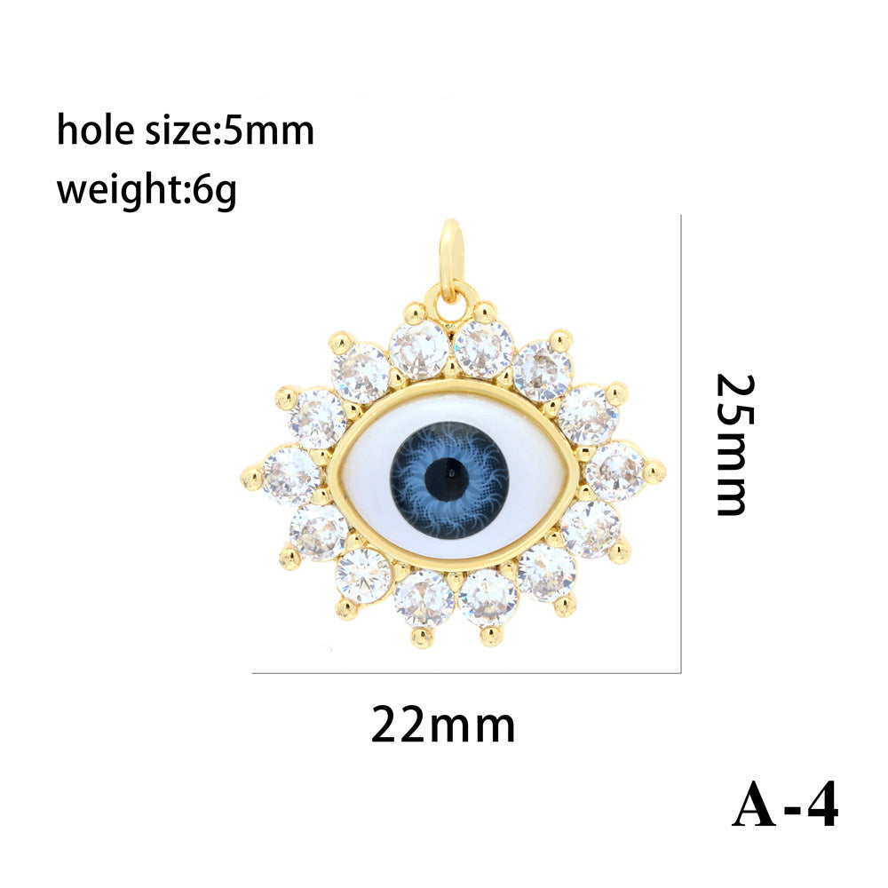 18K Gold Filled Pendants Devil Eyes Evil Eyes Rhinestone Charms Jewelry Making Findings Supplies Pendants Doki Decor A4  