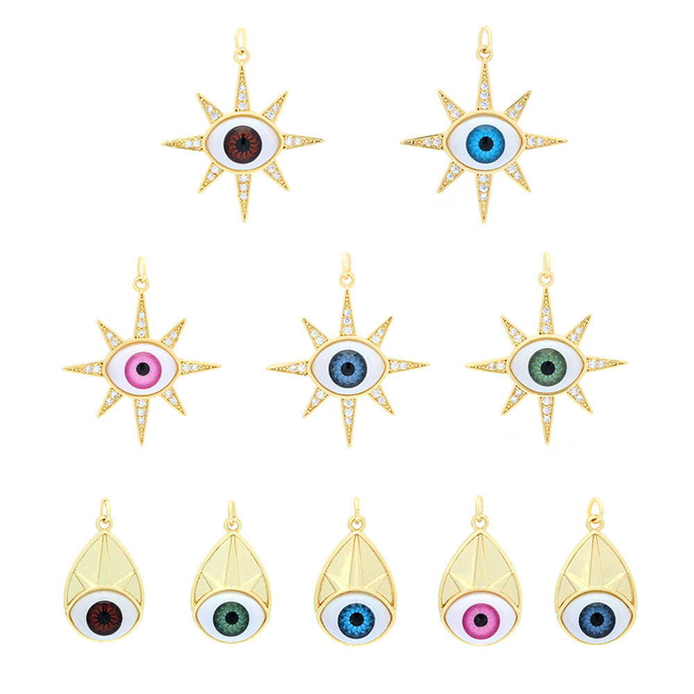 18K Gold Filled Pendants Devil Eyes Evil Eyes Star Waterdrop Rhinestone Charms Jewelry Making Findings Supplies Pendants Doki Decor   