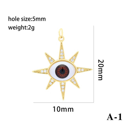 18K Gold Filled Pendants Devil Eyes Evil Eyes Star Waterdrop Rhinestone Charms Jewelry Making Findings Supplies Pendants Doki Decor A1  