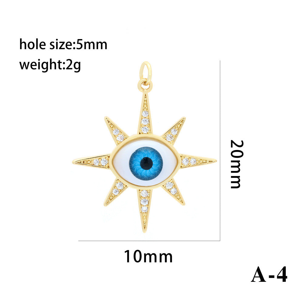 18K Gold Filled Pendants Devil Eyes Evil Eyes Star Waterdrop Rhinestone Charms Jewelry Making Findings Supplies Pendants Doki Decor A4  