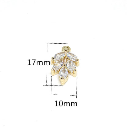 10PCS 14K Gold Filled Pendants Leaf Leaves Rhinestone Bracelet Necklace Jewelry Making Findings Pendants Doki Decor   