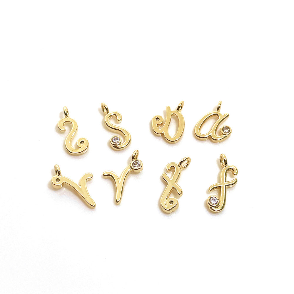 10PCS 14K Gold Filled Pendants Letters Rhinestone Charms Jewelry Making Findings Supplies Pendants Doki Decor   