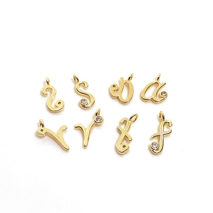 10PCS 14K Gold Filled Pendants Letters Rhinestone Charms Jewelry Making Findings Supplies Pendants Doki Decor   