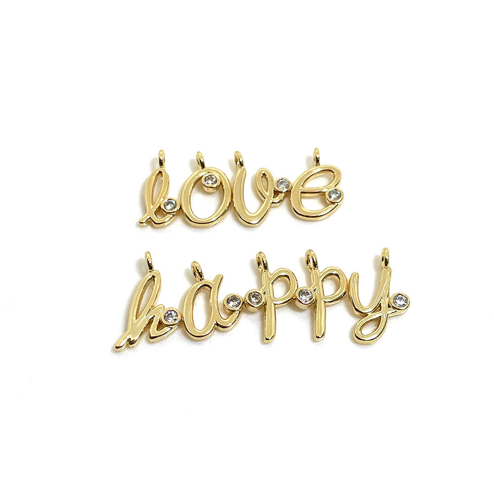 10PCS 14K Gold Filled Pendants Letters Rhinestone Charms Jewelry Making Findings Supplies Pendants Doki Decor   