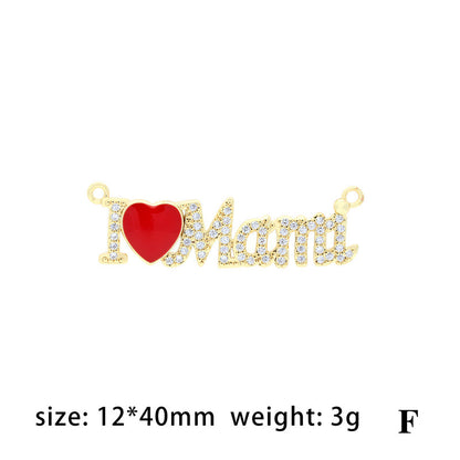 18K Gold Filled Pendants Love Mom Mother's Day Rhinestone Charms Jewelry Making Findings Supplies Pendants Doki Decor F  