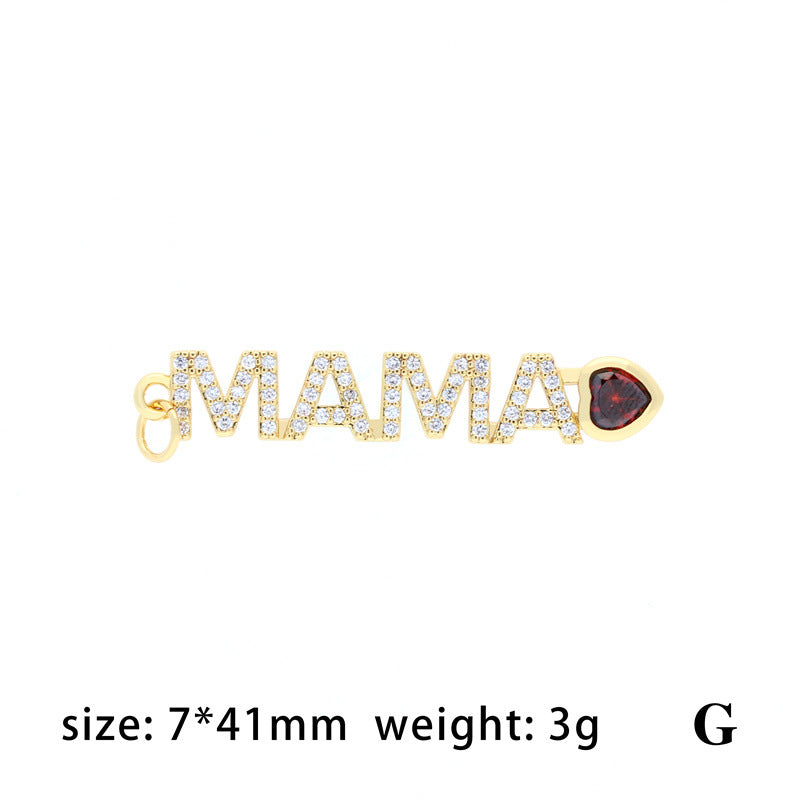 18K Gold Filled Pendants Love Mom Mother's Day Rhinestone Charms Jewelry Making Findings Supplies Pendants Doki Decor G  