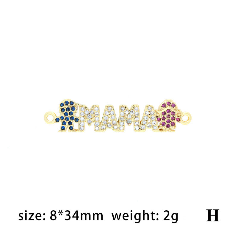 18K Gold Filled Pendants Love Mom Mother's Day Rhinestone Charms Jewelry Making Findings Supplies Pendants Doki Decor H  