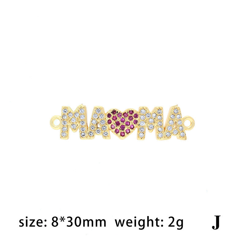 18K Gold Filled Pendants Love Mom Mother's Day Rhinestone Charms Jewelry Making Findings Supplies Pendants Doki Decor J  