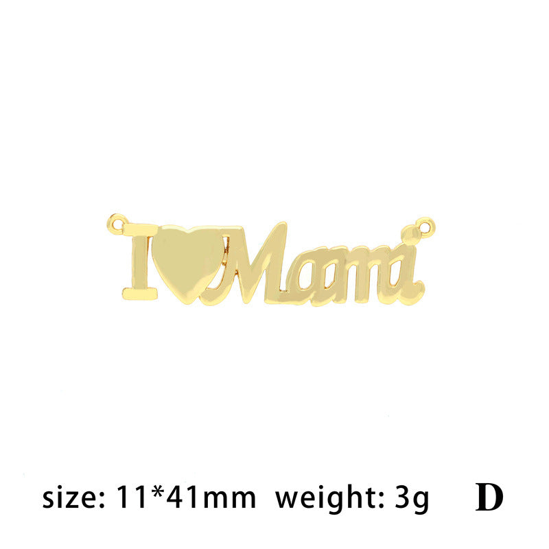 18K Gold Filled Pendants Love Mom Mother's Day Rhinestone Charms Jewelry Making Findings Supplies Pendants Doki Decor D  