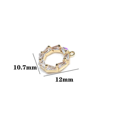 10PCS 14K Gold Filled Pendants Star Moon Flower Circle Rhinestone Bracelet Necklace Jewelry Making Findings Pendants Doki Decor   