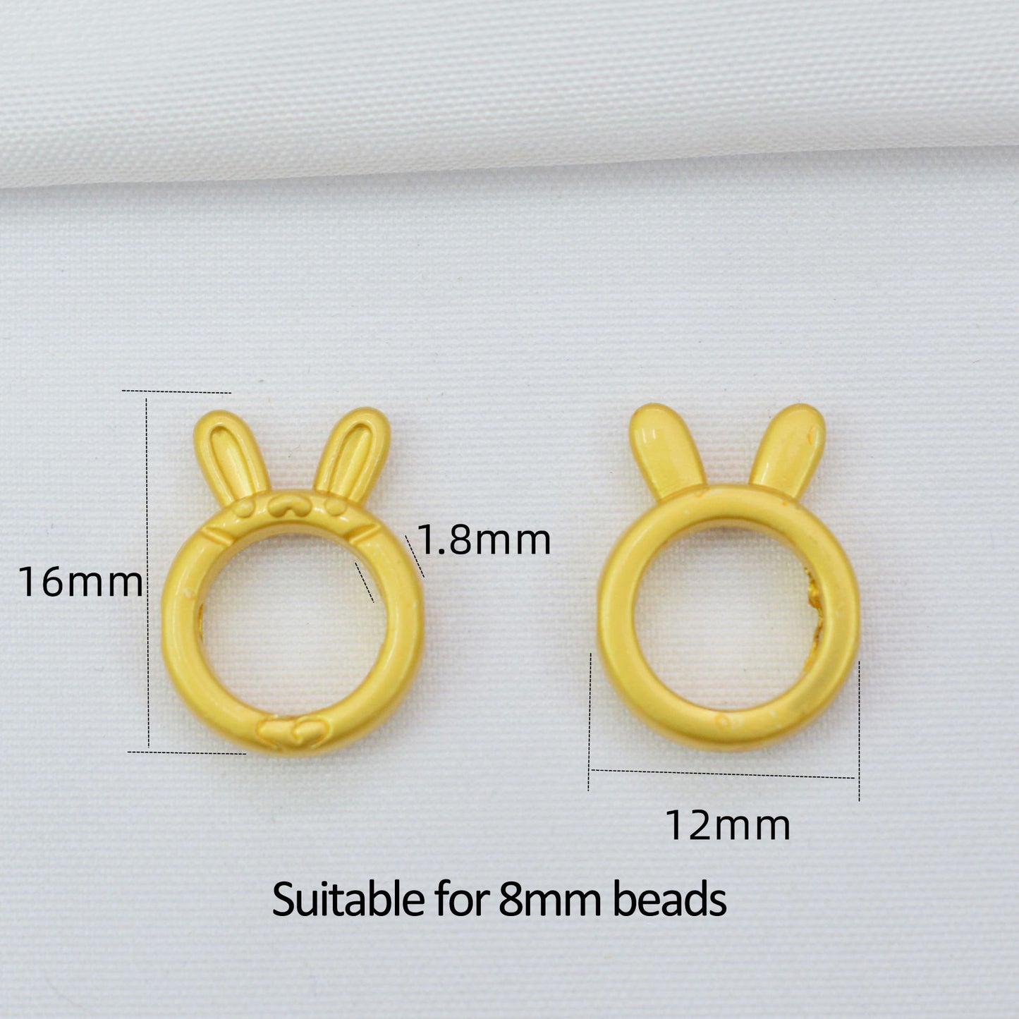 10PCS 14K Gold Filled Placer Gold Beads Collar Rabbit Silver Cute Circle Charm For Jewelry Making DIY Beads Doki Decor   