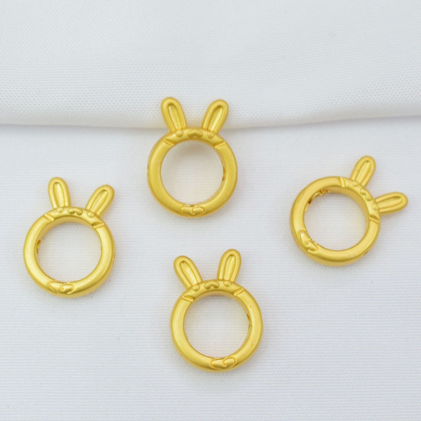 10PCS 14K Gold Filled Placer Gold Beads Collar Rabbit Silver Cute Circle Charm For Jewelry Making DIY Beads Doki Decor Placer Gold  