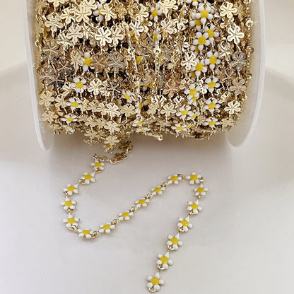 6.56 Feet/2M 14K Gold Filled Resin White Flower Necklace Bracelet Chains Roll For Jewelry Making Kit Chains Doki Decor   