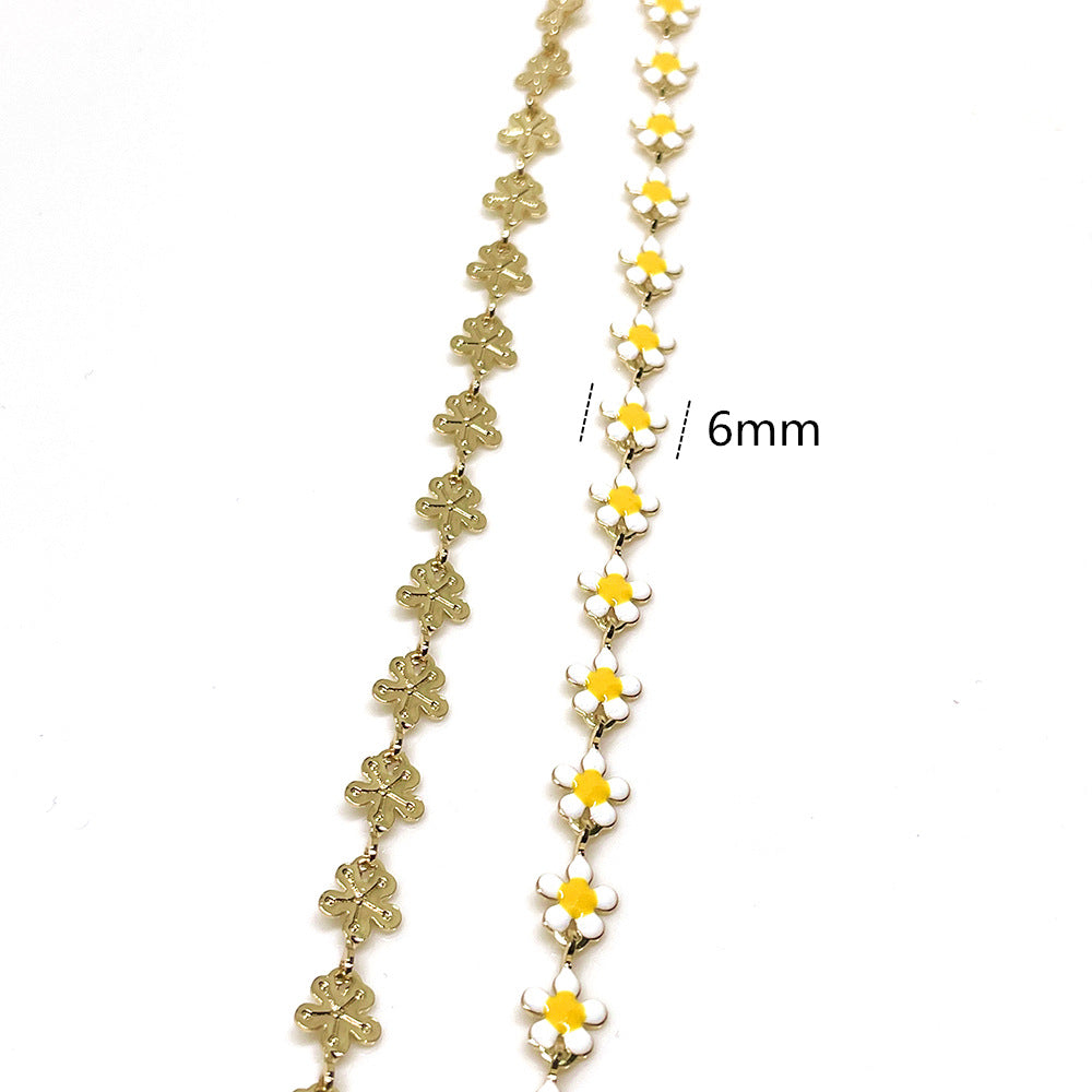 6.56 Feet/2M 14K Gold Filled Resin White Flower Necklace Bracelet Chains Roll For Jewelry Making Kit Chains Doki Decor   