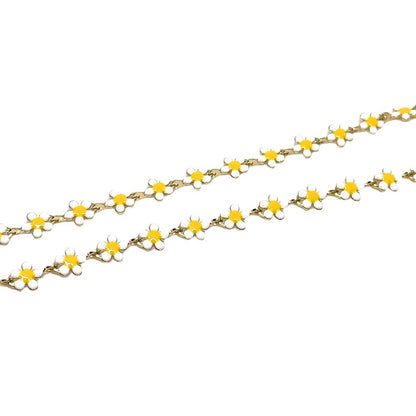 6.56 Feet/2M 14K Gold Filled Resin White Flower Necklace Bracelet Chains Roll For Jewelry Making Kit Chains Doki Decor   