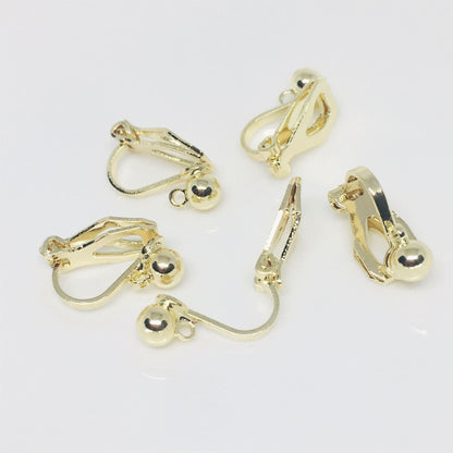 10PCS 14K Gold Filled Round Bead Frog Clip-On Earring Converter Findings Components Pads White Gold Rose Gold Clip-On Earrings Doki Decor 14K Gold  