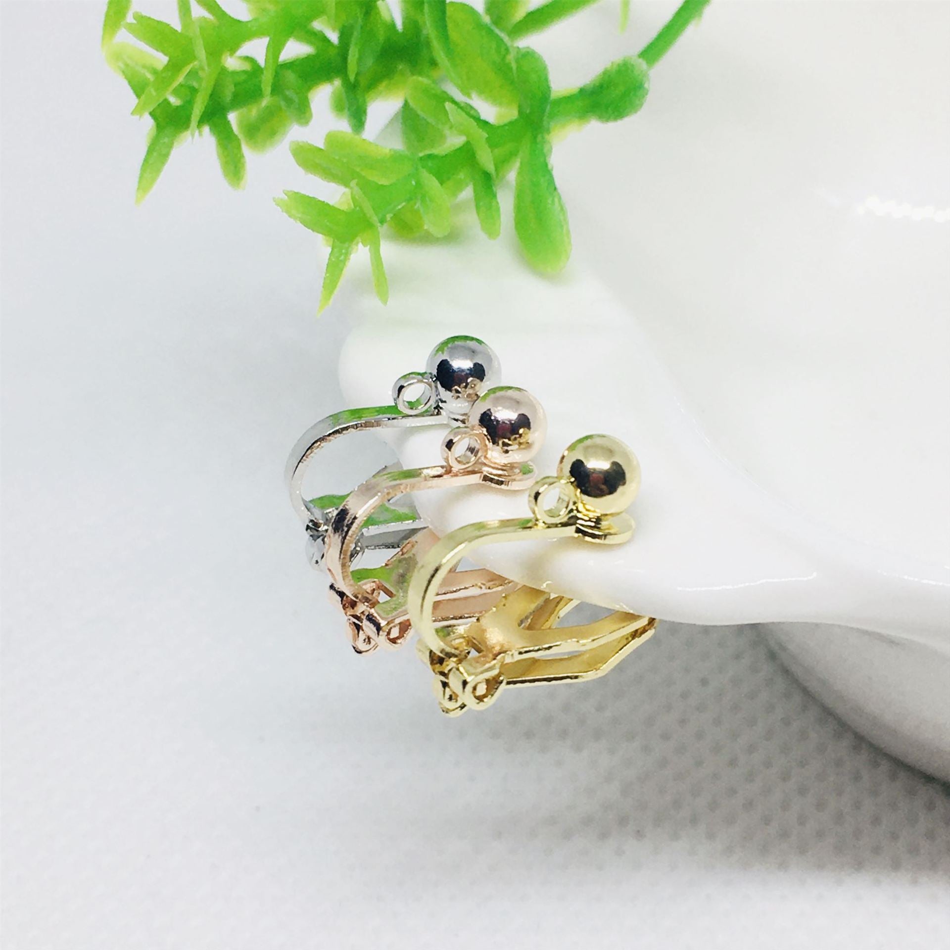 10PCS 14K Gold Filled Round Bead Frog Clip-On Earring Converter Findings Components Pads White Gold Rose Gold Clip-On Earrings Doki Decor   