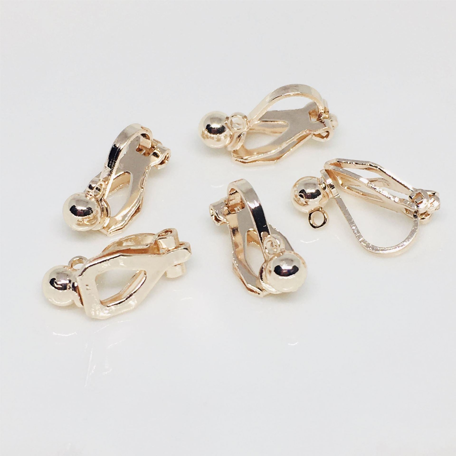 10PCS 14K Gold Filled Round Bead Frog Clip-On Earring Converter Findings Components Pads White Gold Rose Gold Clip-On Earrings Doki Decor Rose Gold  