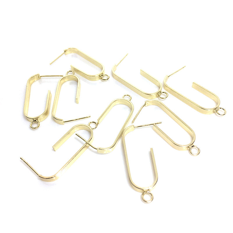 10PCS 14K Gold Filled S925 Earring Studs C Type Large With Loop White Gold Earring Posts Blank For Jewelry Supplies Earrings Studs Doki Decor   