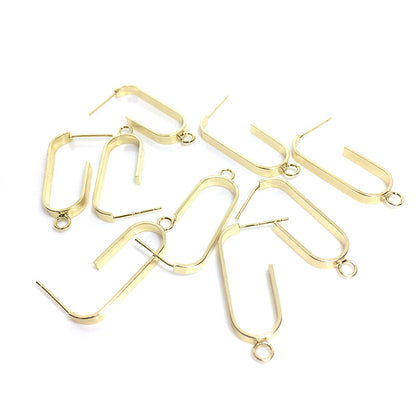 10PCS 14K Gold Filled S925 Earring Studs C Type Large With Loop White Gold Earring Posts Blank For Jewelry Supplies Earrings Studs Doki Decor   