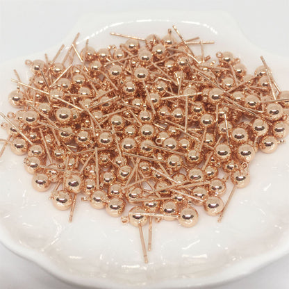 50PCS 14K Gold Filled S925 Earrings Studs Ball Bead With Loop 3mm 4mm 5mm White Gold Rose Gold Silver Earring Posts Blank Jewelry Components Earrings Studs Doki Decor Rose Gold 3mm-Horizontal 