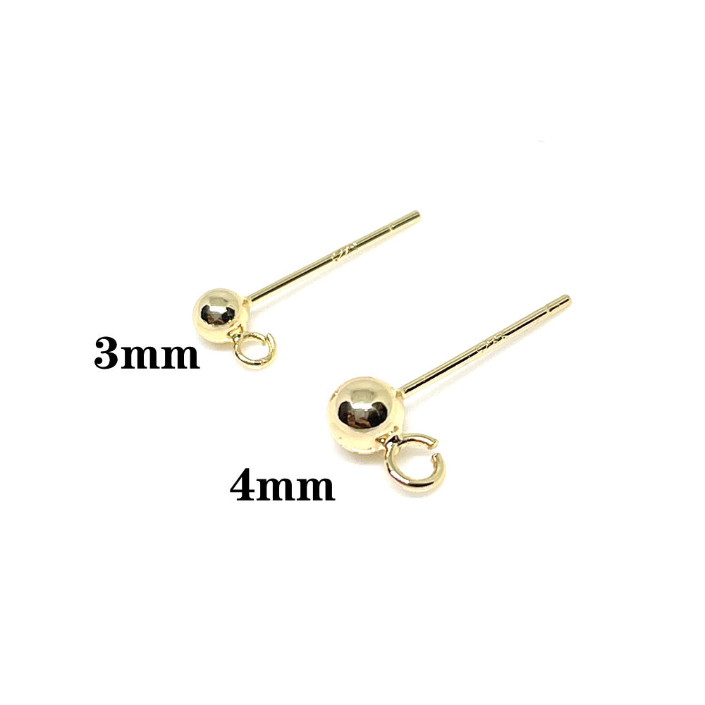 10PCS 14K Gold Filled S925 Earrings Studs Ball Bead With Loop White Gold Silver Earring Posts Blank Jewelry Findings Earrings Studs Doki Decor   