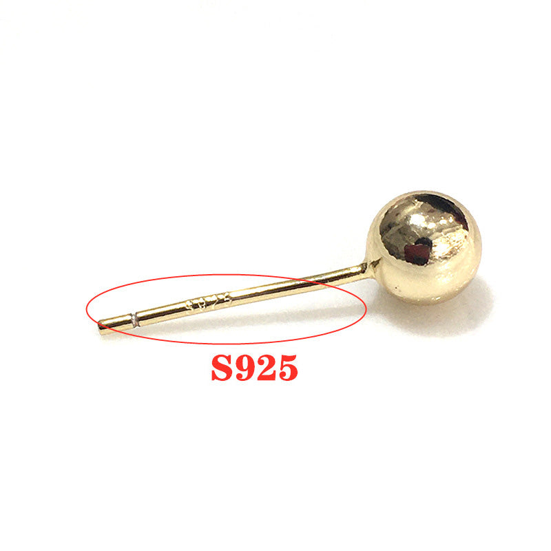 50PCS 14K Gold Filled S925 Earrings Studs Ball Bead White Gold Rose Gold Earring Posts Blank Jewelry Findings Earrings Studs Doki Decor   