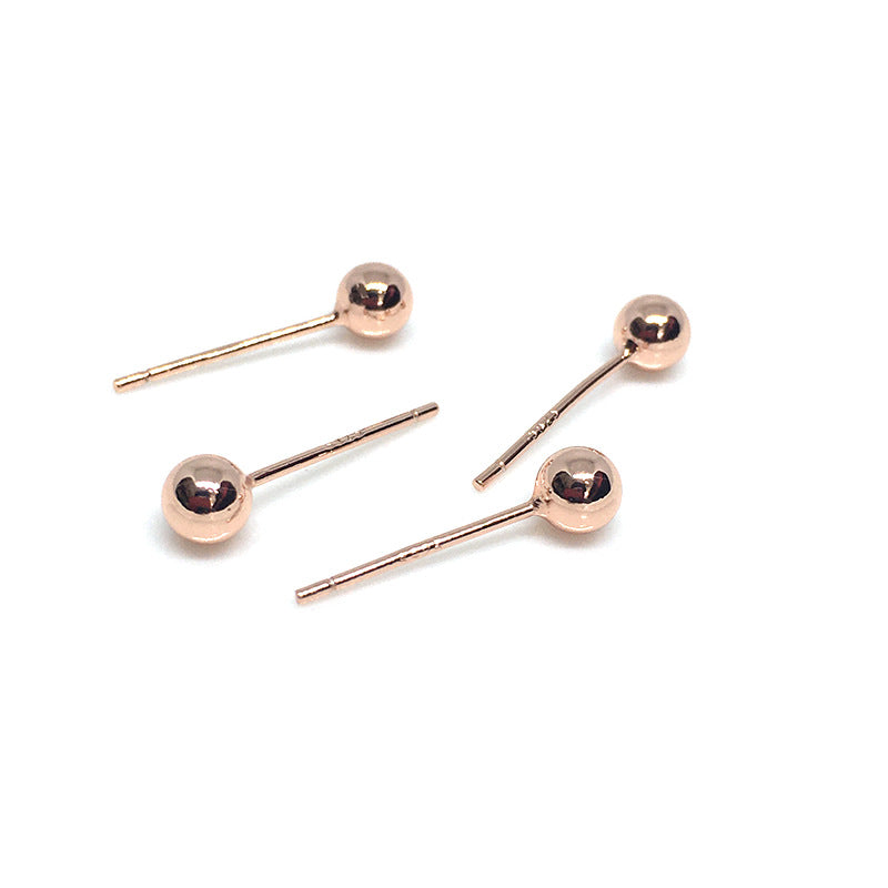 50PCS 14K Gold Filled S925 Earrings Studs Ball Bead White Gold Rose Gold Earring Posts Blank Jewelry Findings Earrings Studs Doki Decor   