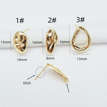 10PCS 14K Gold Filled S925 Earrings Studs Baroque White Gold Earring Posts Blank Jewelry Findings Earrings Studs Doki Decor   