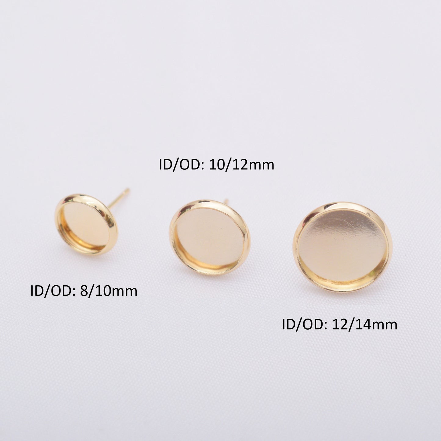 10PCS 14K Gold Filled S925 Earrings Studs Flat Round Tray Circle 8mm 10mm 12mm White Gold Earring Posts Blank Jewelry Findings Earrings Studs Doki Decor   