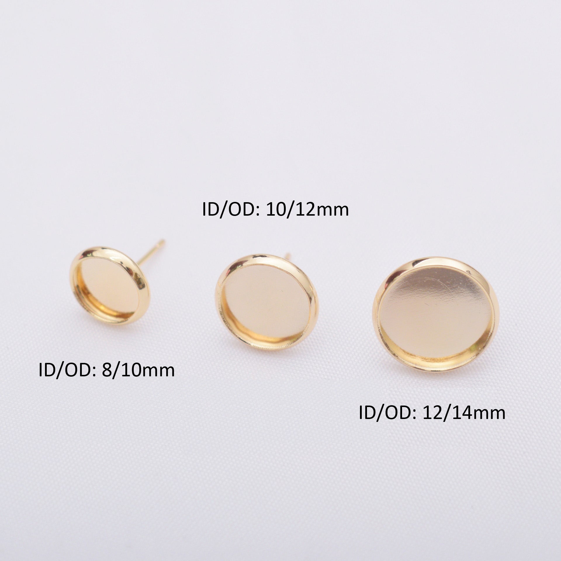 10PCS 14K Gold Filled S925 Earrings Studs Flat Round Tray Circle 8mm 10mm 12mm White Gold Earring Posts Blank Jewelry Findings Earrings Studs Doki Decor   