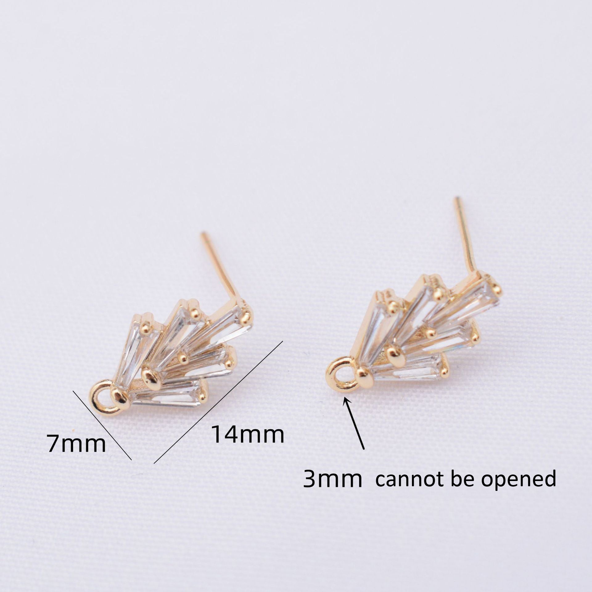 10PCS 14K Gold Filled S925 Earrings Studs Iceberg With Loop Rhinestone White Gold Earring Posts Blank For Jewelry Supplies Earrings Studs Doki Decor   