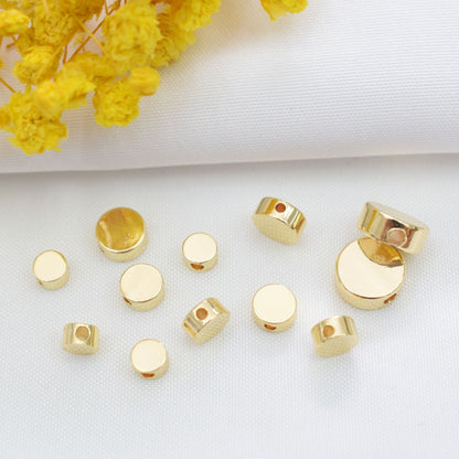 100PCS 14K Gold Filled Spacer Beads Flat Round Circle Large Hole Charm For Jewelry Making DIY Beads Doki Decor   