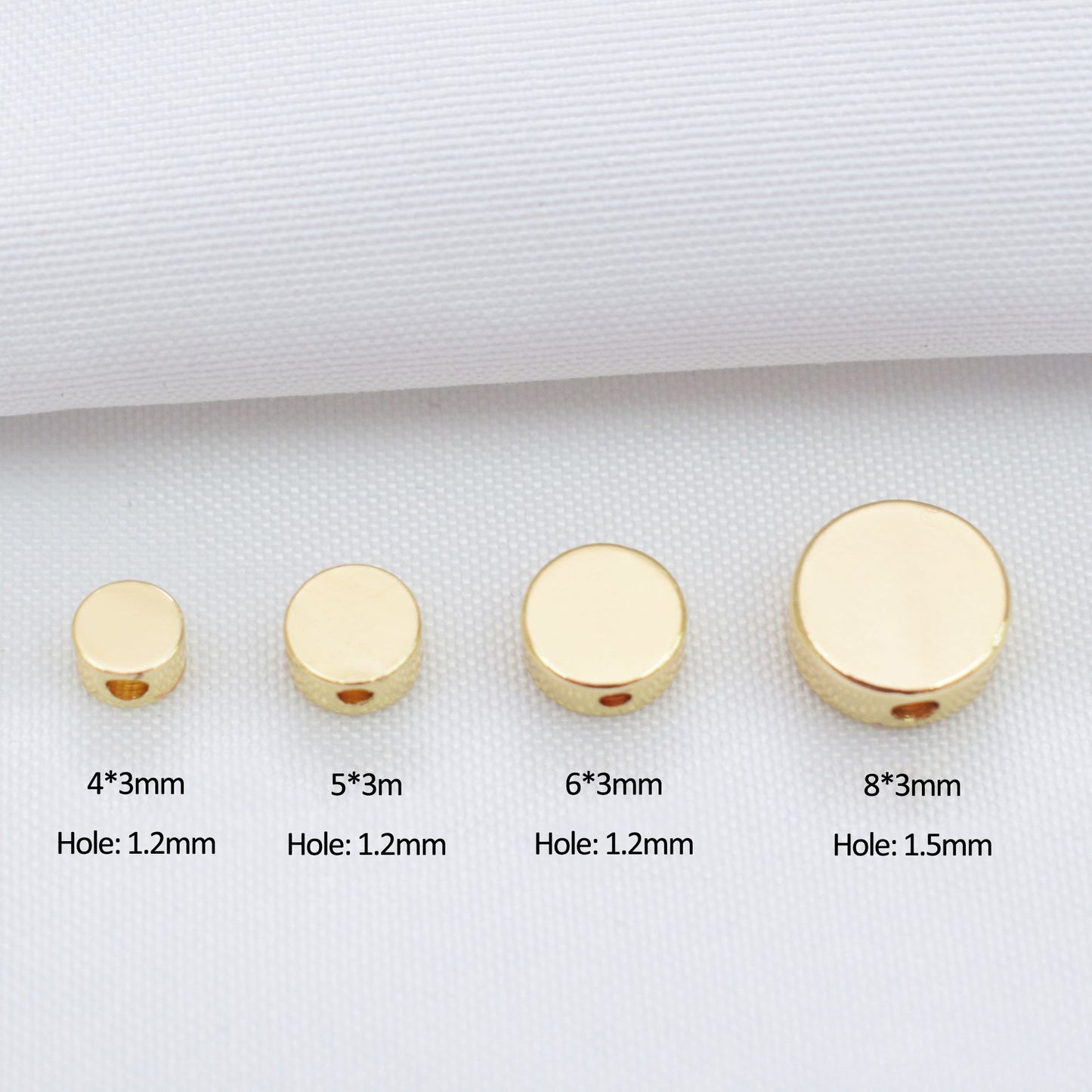 100PCS 14K Gold Filled Spacer Beads Flat Round Circle Large Hole Charm For Jewelry Making DIY Beads Doki Decor   