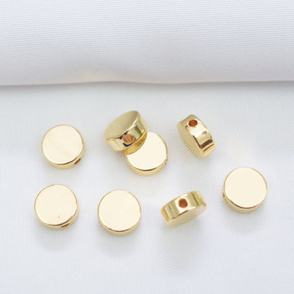 100PCS 14K Gold Filled Spacer Beads Flat Round Circle Large Hole Charm For Jewelry Making DIY Beads Doki Decor 14K Gold 4*3mm 