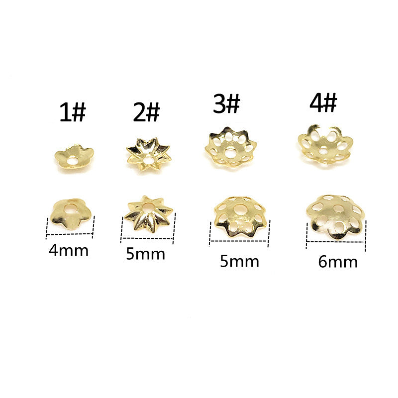 100PCS 14K Gold Filled Spacer Beads Tray Flower Hollow Silver Charm For Jewelry Making DIY Beads Doki Decor   