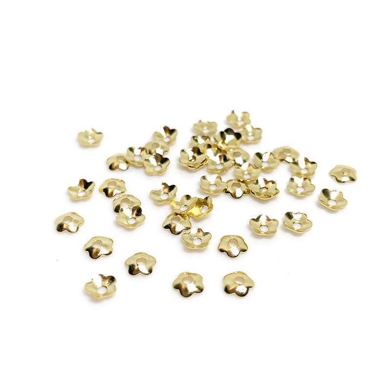 100PCS 14K Gold Filled Spacer Beads Tray Flower Hollow Silver Charm For Jewelry Making DIY Beads Doki Decor   