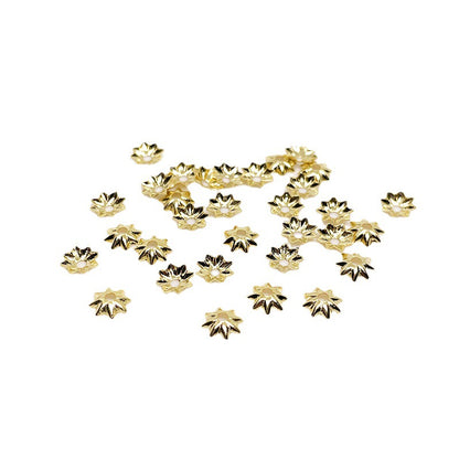 100PCS 14K Gold Filled Spacer Beads Tray Flower Hollow Silver Charm For Jewelry Making DIY Beads Doki Decor   