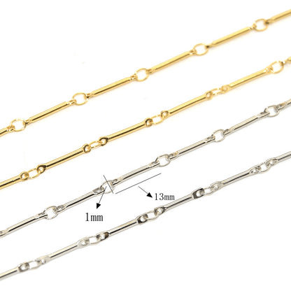 6.56 Feet/2M 14K Gold Filled Stick Chains Necklace Bracelet Chains Roll White Gold For Jewelry Making Kit Chains Doki Decor   