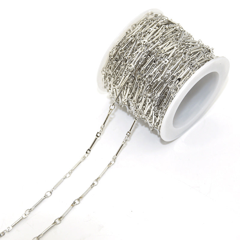 6.56 Feet/2M 14K Gold Filled Stick Chains Necklace Bracelet Chains Roll White Gold For Jewelry Making Kit Chains Doki Decor White Gold  