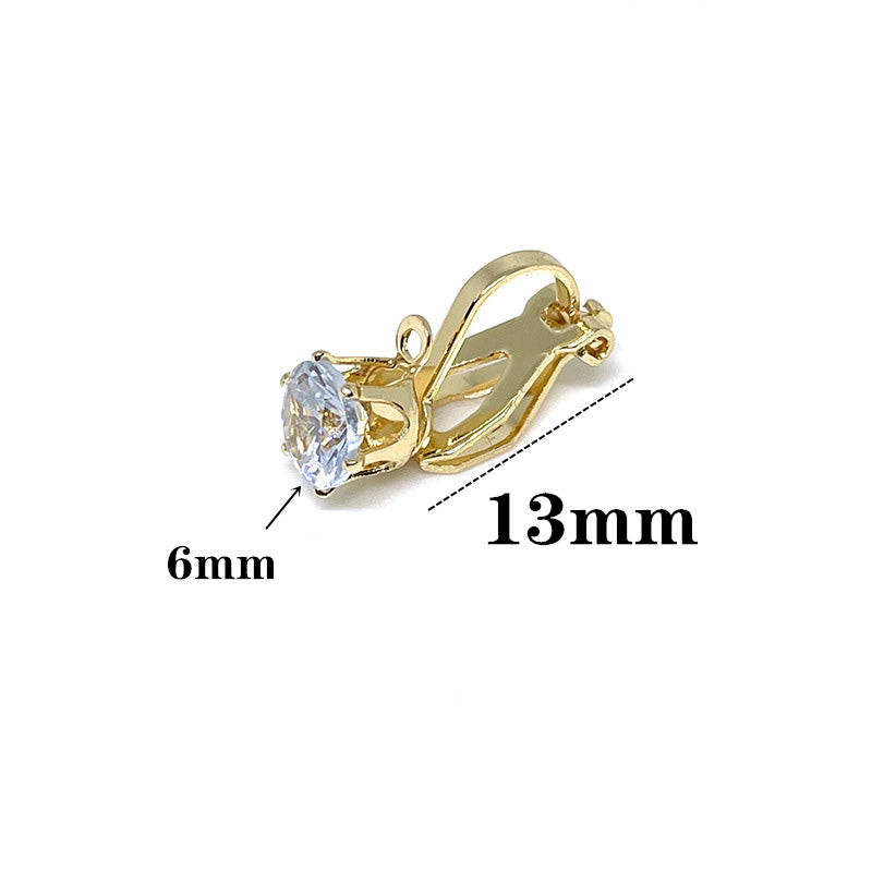 10PCS 14K Gold Filled Zircon Diamond Clip-On Earring Converter Findings Components Pads Frog White Gold Rose Gold Clip-On Earrings Doki Decor   