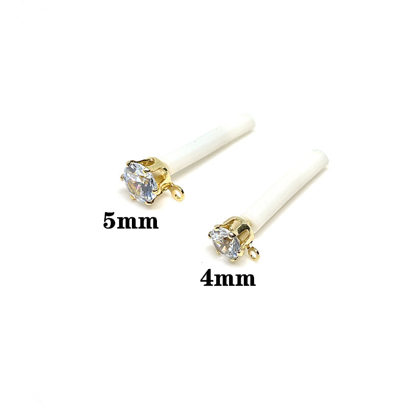 10PCS 14K Gold Filled S925 Earrings Studs Rhinestone Zircon 4mm 5mm Earring Posts Blank For Jewelry Supplies Earrings Studs Doki Decor   