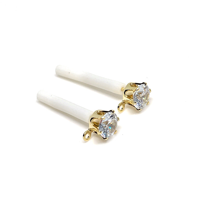 10PCS 14K Gold Filled S925 Earrings Studs Rhinestone Zircon 4mm 5mm Earring Posts Blank For Jewelry Supplies Earrings Studs Doki Decor   