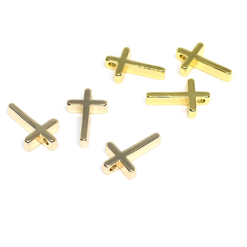 50PCS 18K Gold Filled Beads Pendants Cross White Gold Dangle Charm For Jewelry Making DIY Pendants Doki Decor   